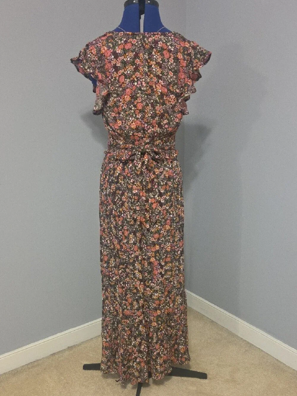 Jessica Simpson Maxi Skirt And Top with Black and Orange Floral Print